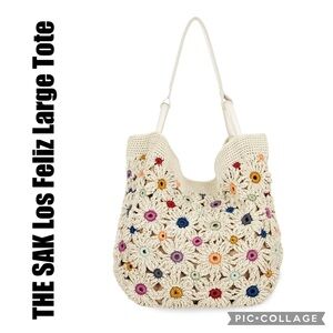 The Sak Los Feliz Large Tote - Cream with Multicolor Accents